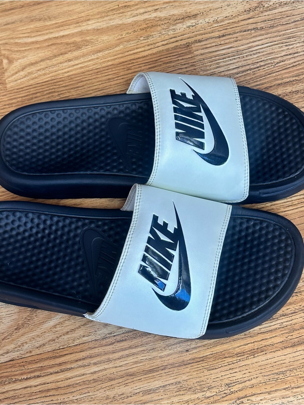 Nike Black and White Logo Slide Sandals